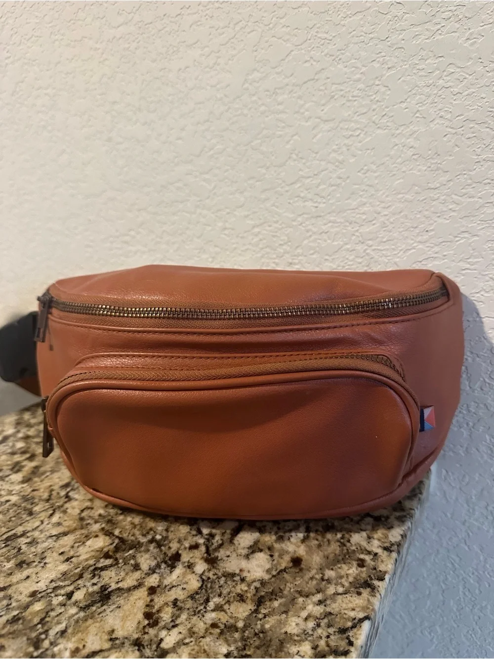 Kibou Vegan Leather Diaper Bag Fanny Pack - Saddle Brown (No Pad)